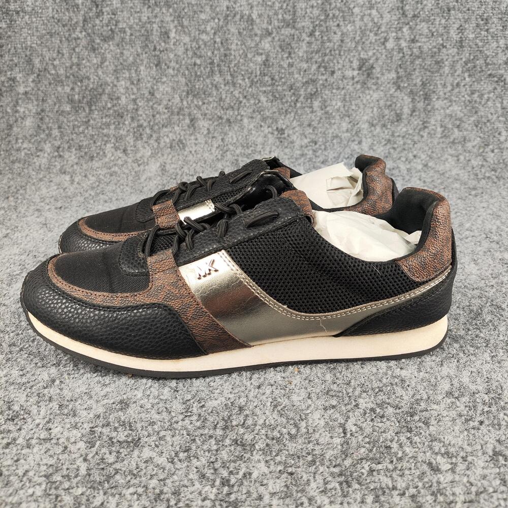 Michael Kors Shoes Womens Size 9 Black Mesh Logo Casual Walking Sneakers LS52X
